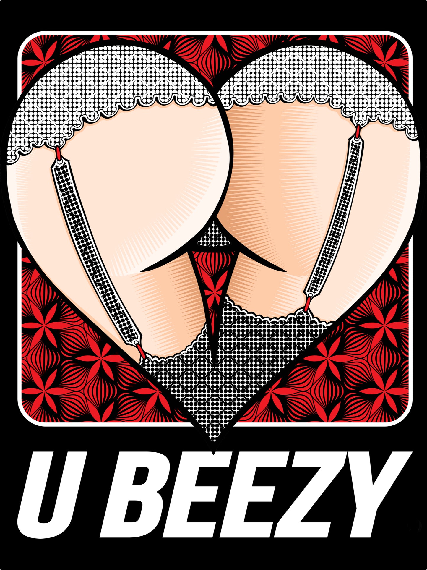 BLK/WHT illusion Checker U BEEZY Heart Butt Graphic Tee